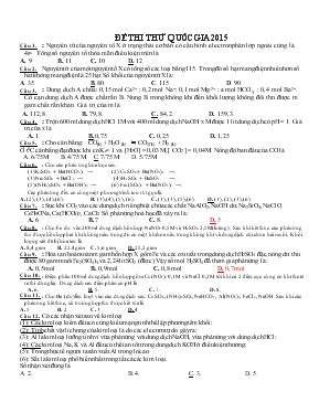 Đề thi thử quốc gia 2015 môn hóa lớp 12